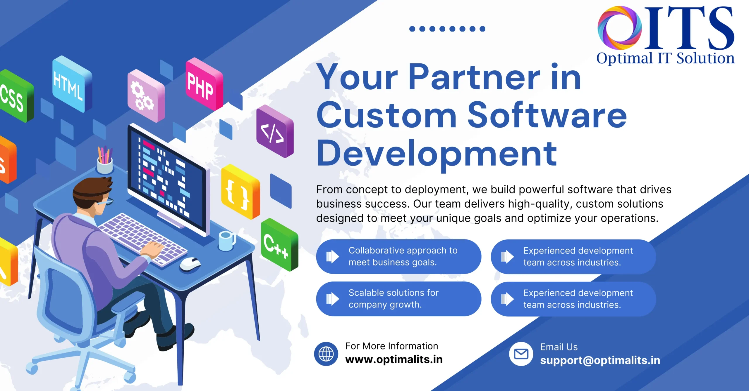 Blue And White Modern Custom Software Development Facebook Ad